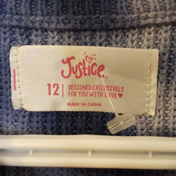 Justice Girl's Blue White Tie-Dye Cotton Acrylic Knitted Laced Sweater-Size M-12 - Picture 3 of 7